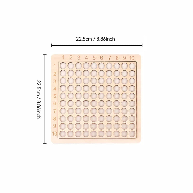 Juego matemático de madera Montessori: Juego de mesa de multiplicación para que los niños aprendan a desarrollar su pensamiento matemático exponencial.